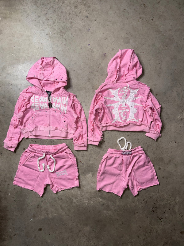 BUBBLE GUM INSIDE OUT SHORT SET  "ADULTS"
