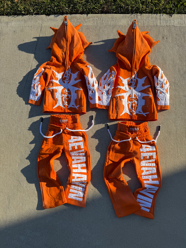Orange And White Full Zip Set "Kids"