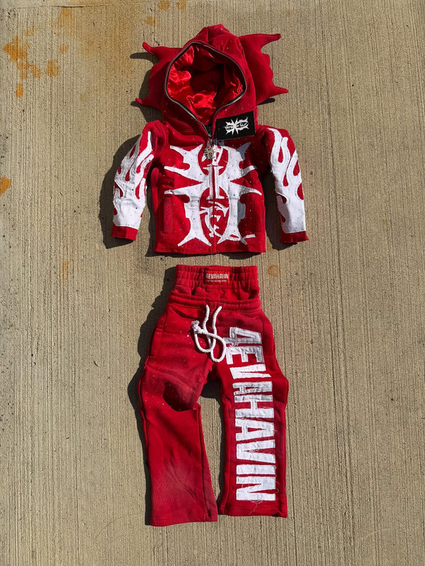 Red & White Full Zip Set "Kids"