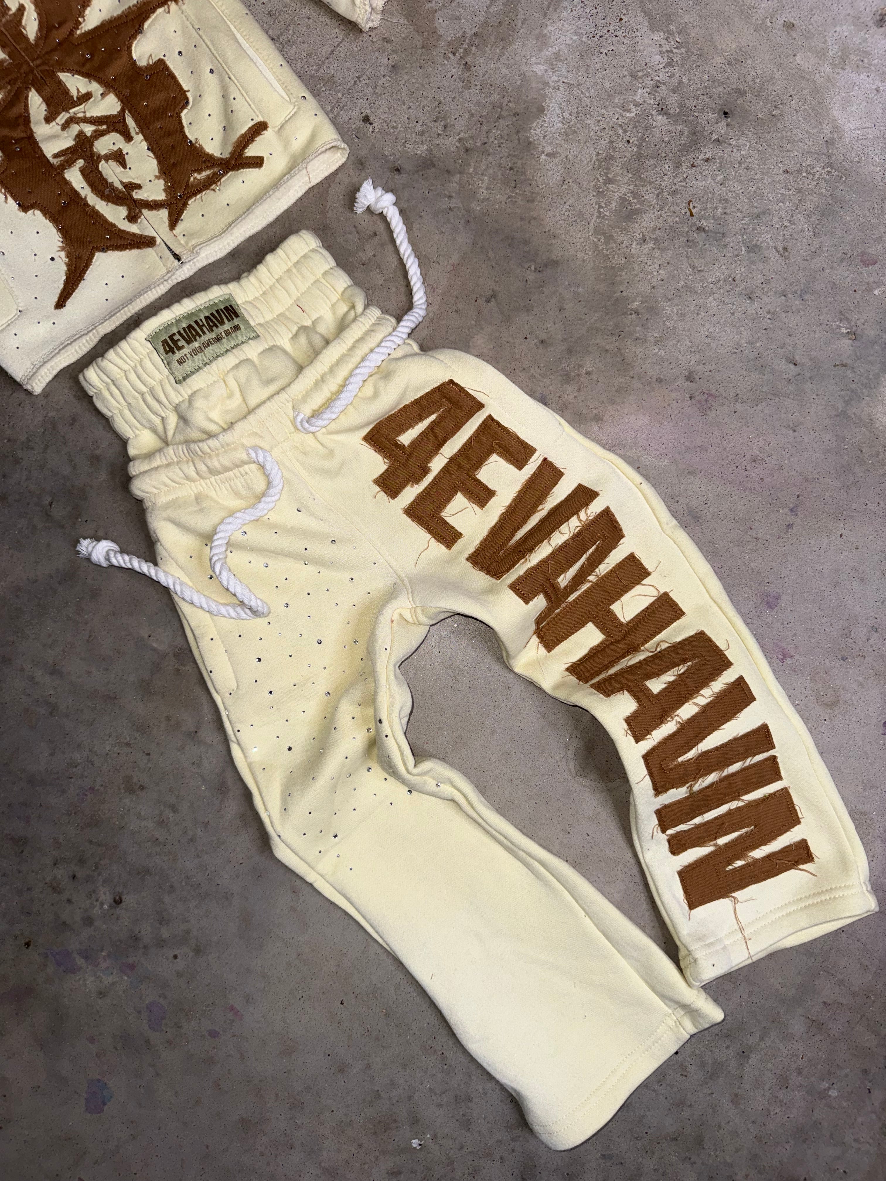Cream & Brown Full Zip Set "Adults"